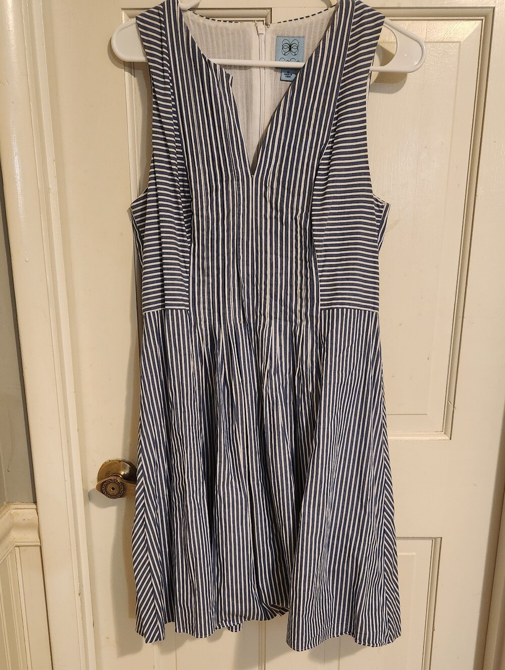 CeCe Light Blue and White Stripe Dress, Size 10